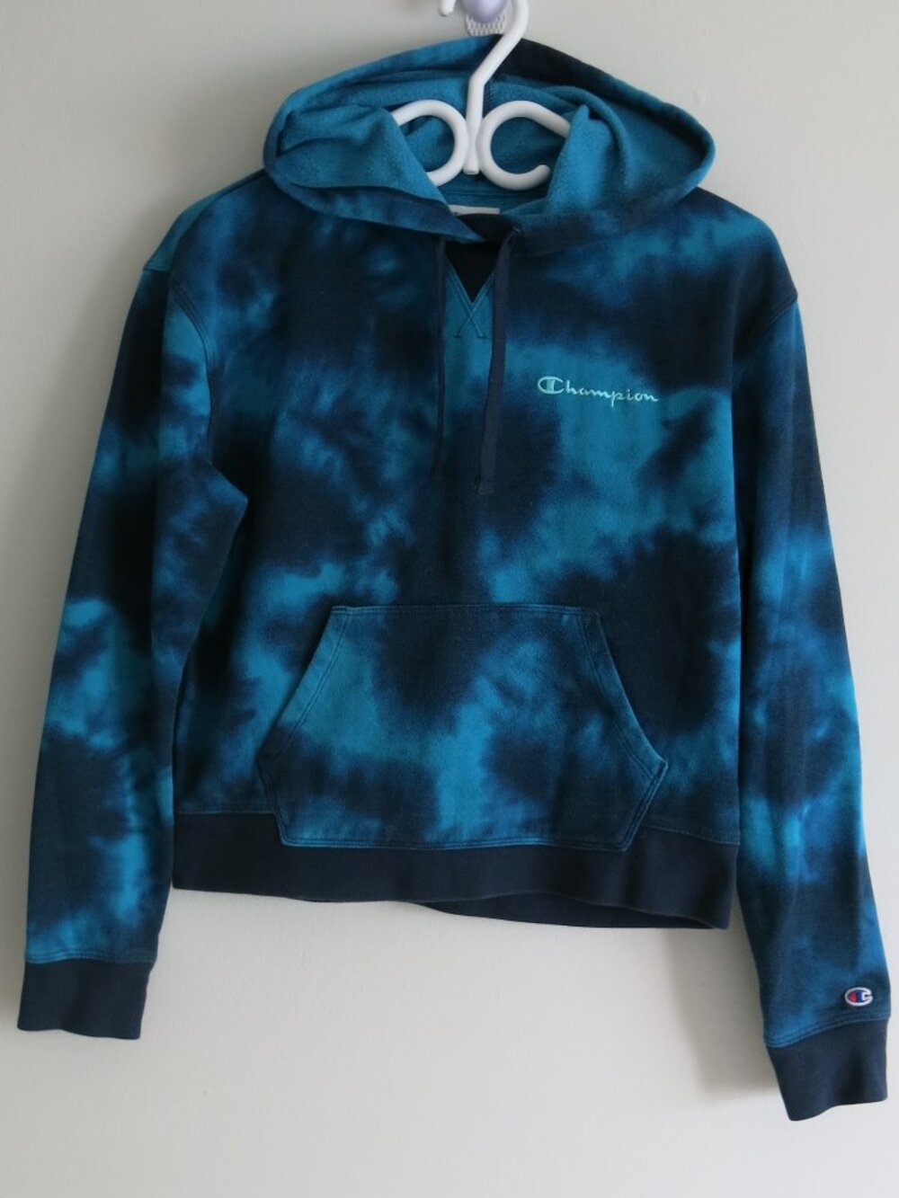 Champion Blue/ Navy Tie Dye Pullover Sweatshirt Hoodie - Size Small